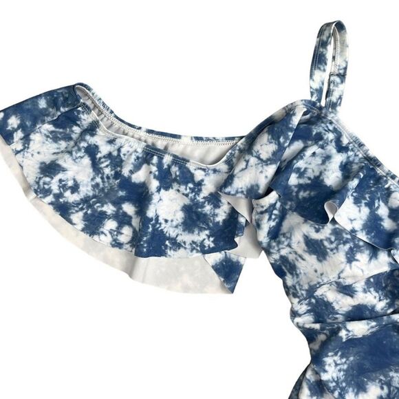 NICOLE MILLER Women's Blue Tie Dye  Cold Shoulder One Piece Swimsuit Small NWT - Picture 3 of 11